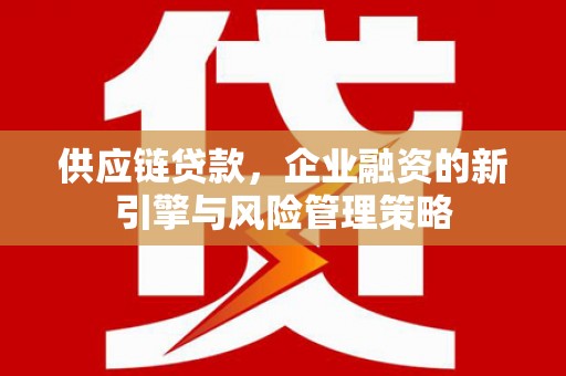 漳平供应链贷款，企业融资的新引擎与风险管理策略