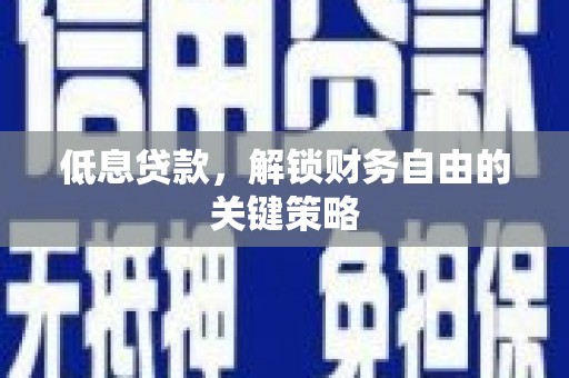 漳平低息贷款，解锁财务自由的关键策略