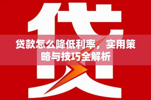 漳平贷款怎么降低利率，实用策略与技巧全解析