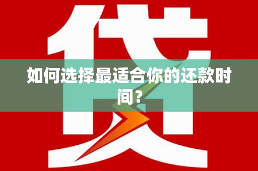 漳平如何选择最适合你的还款时间？